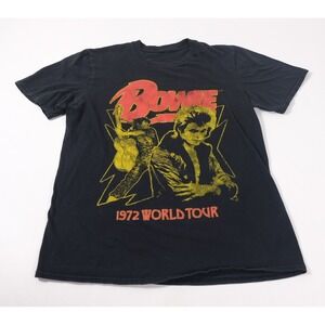 David Bowie T Shirt Mens Medium Black 1972 World Tour Graphic Retro Rock Tee